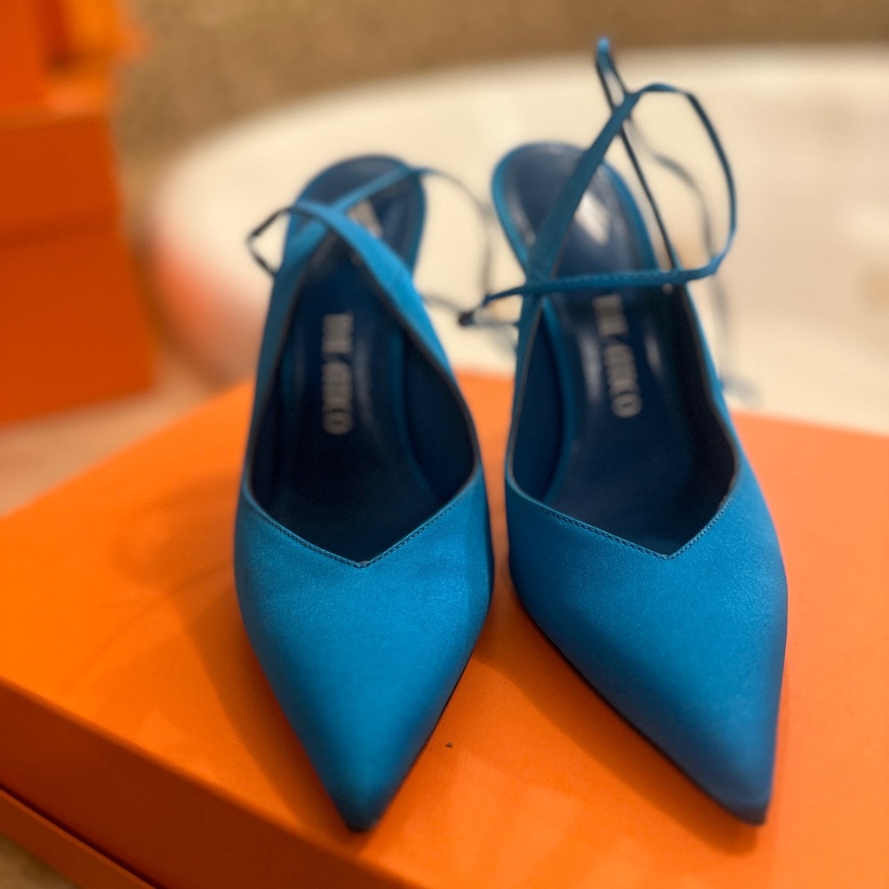 Attico Satin Blue Mule Lace-Up